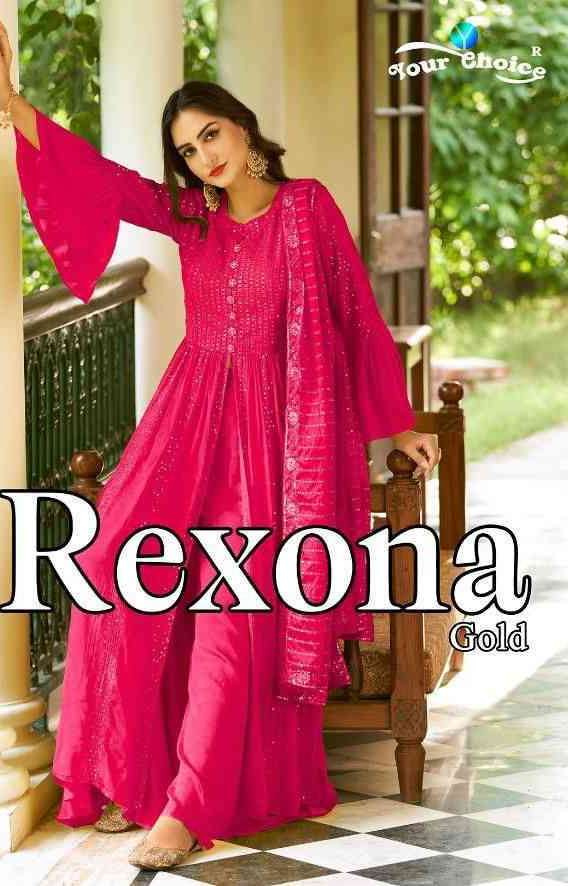 REXONA GOLD BY YOUR CHOICE 1001 TO 1006 SERIES HEAVY CHINON STITCHED DRESSES