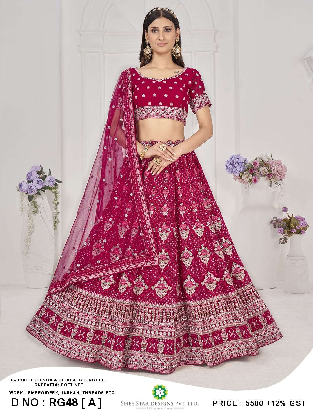 RG48 COLOURS  BY SHEE STAR & CO. RG48 A TO H DESIGNER GEORGETTE LEHENGAS