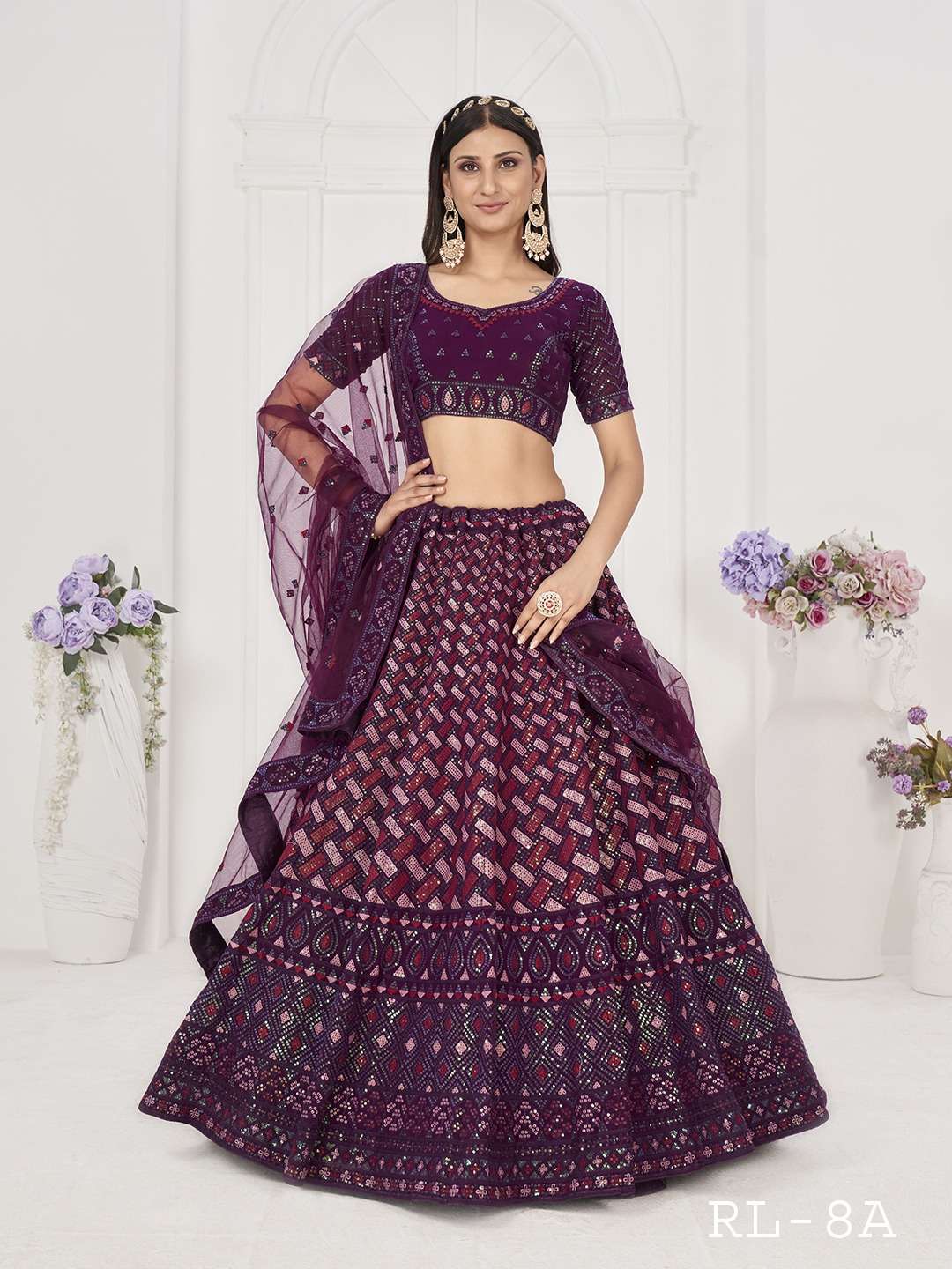 RL-8 COLOURS BY ASLIWHOLESALE GEORGETTE LEHENGA