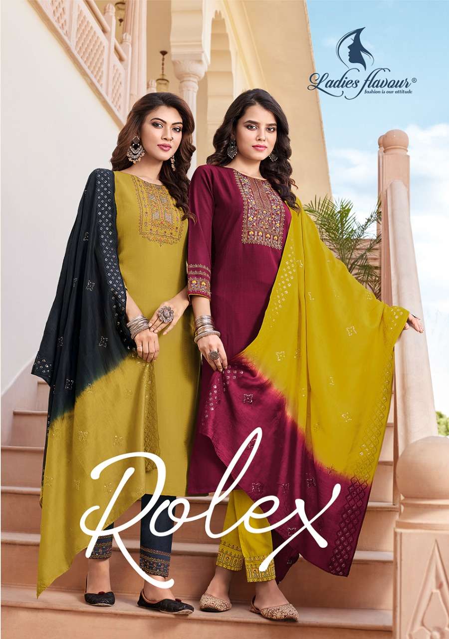 ROLEX BY LADIES FLAVOUR 1001 TO 1006 SERIES CHINON WORK STITCHED DRESSES