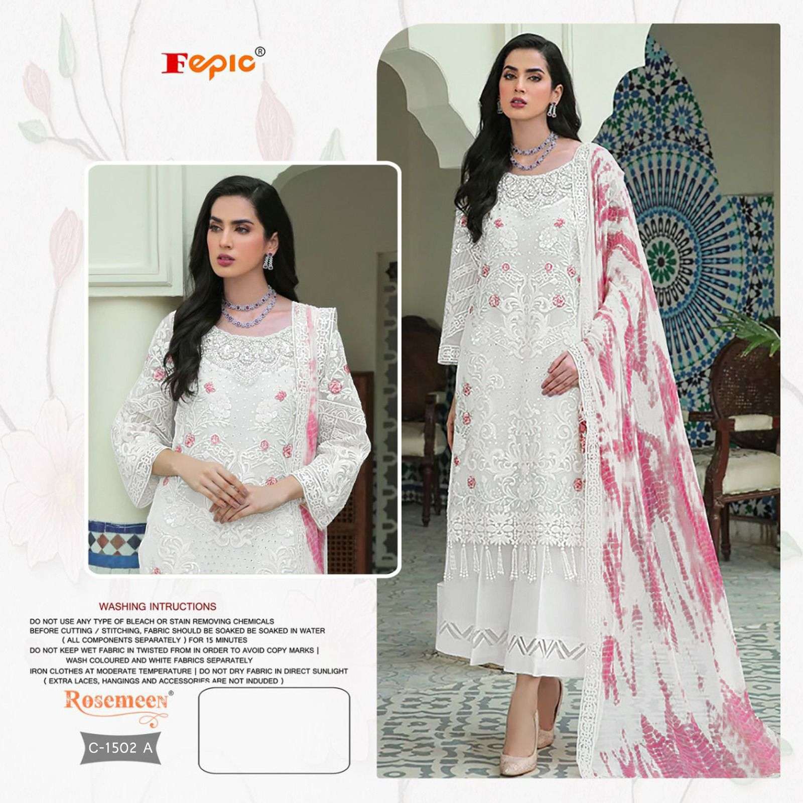 ROSEMEEN 1502 COLOURS BY FEPIC 1502-A TO 1502-D SERIES GEORGETTE PAKISTANI DRESSES