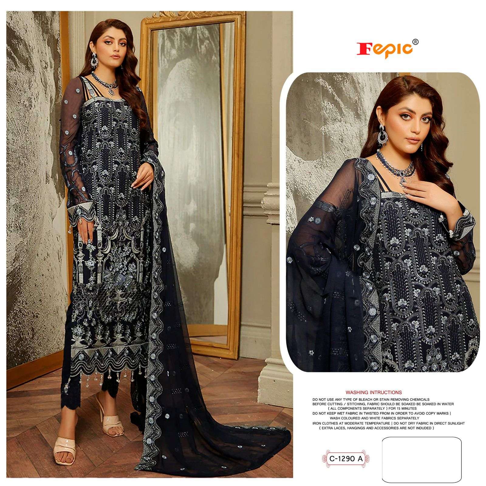 ROSEMEEN C-1290 COLOURS BY FEPIC 1290 -A TO 1290 -C SERIES GEORGETTE PAKISTANI DRESSES