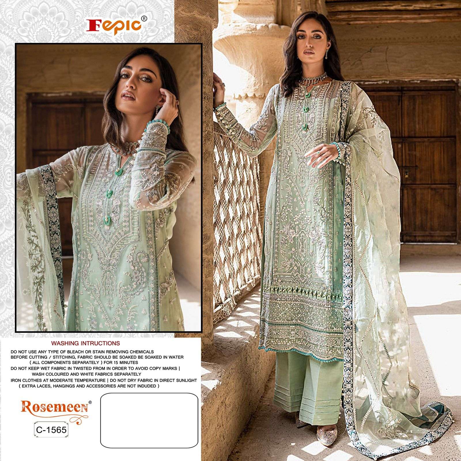 ROSEMEEN C-1565 COLOURS BY FEPIC 1565 -A TO 1565 -C SERIES ORGANZA PAKISTANI DRESSES