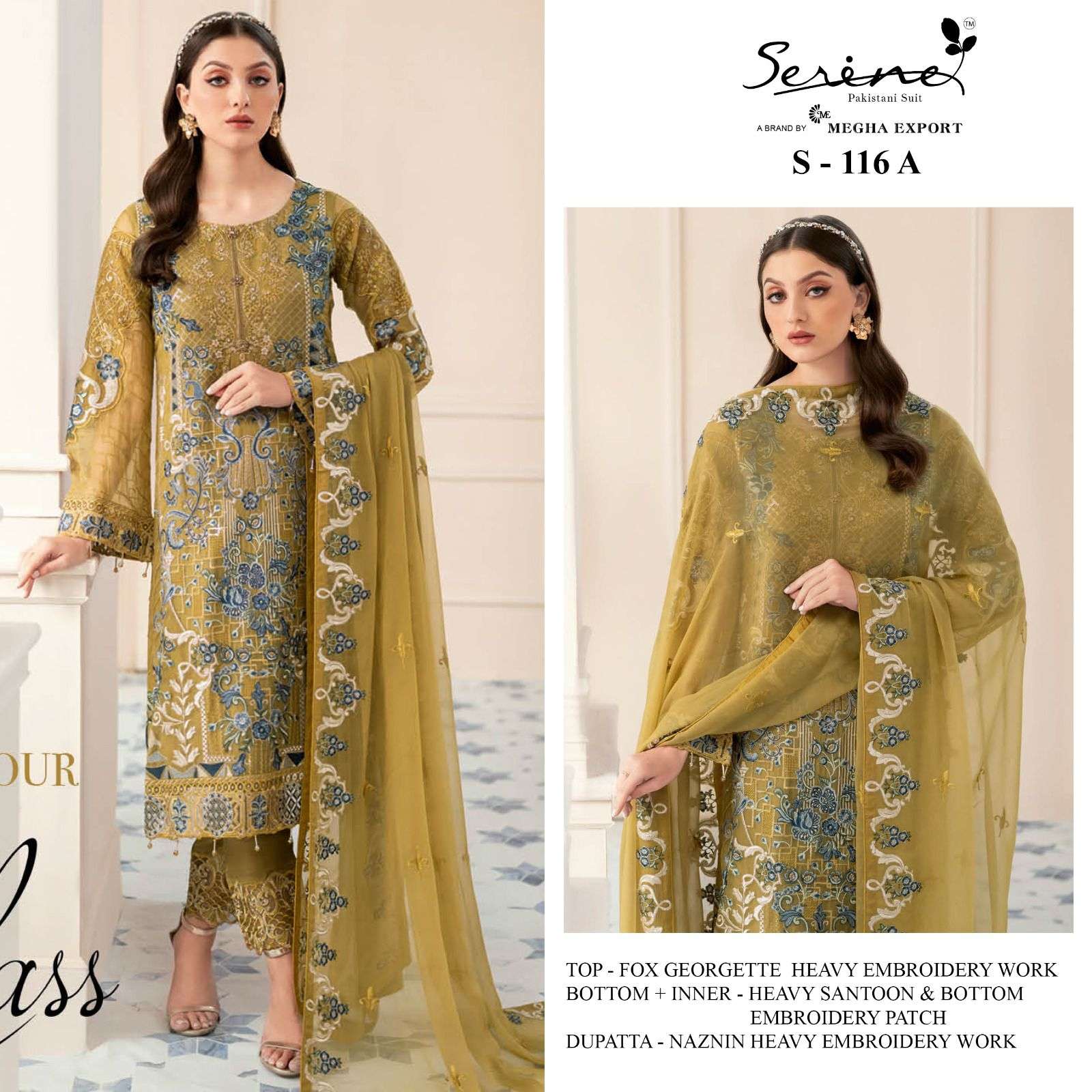 S-116 HIT DESIGN BY SERENE FAUX GEORGETTE EMBRODERY PAKISTANI DRESS