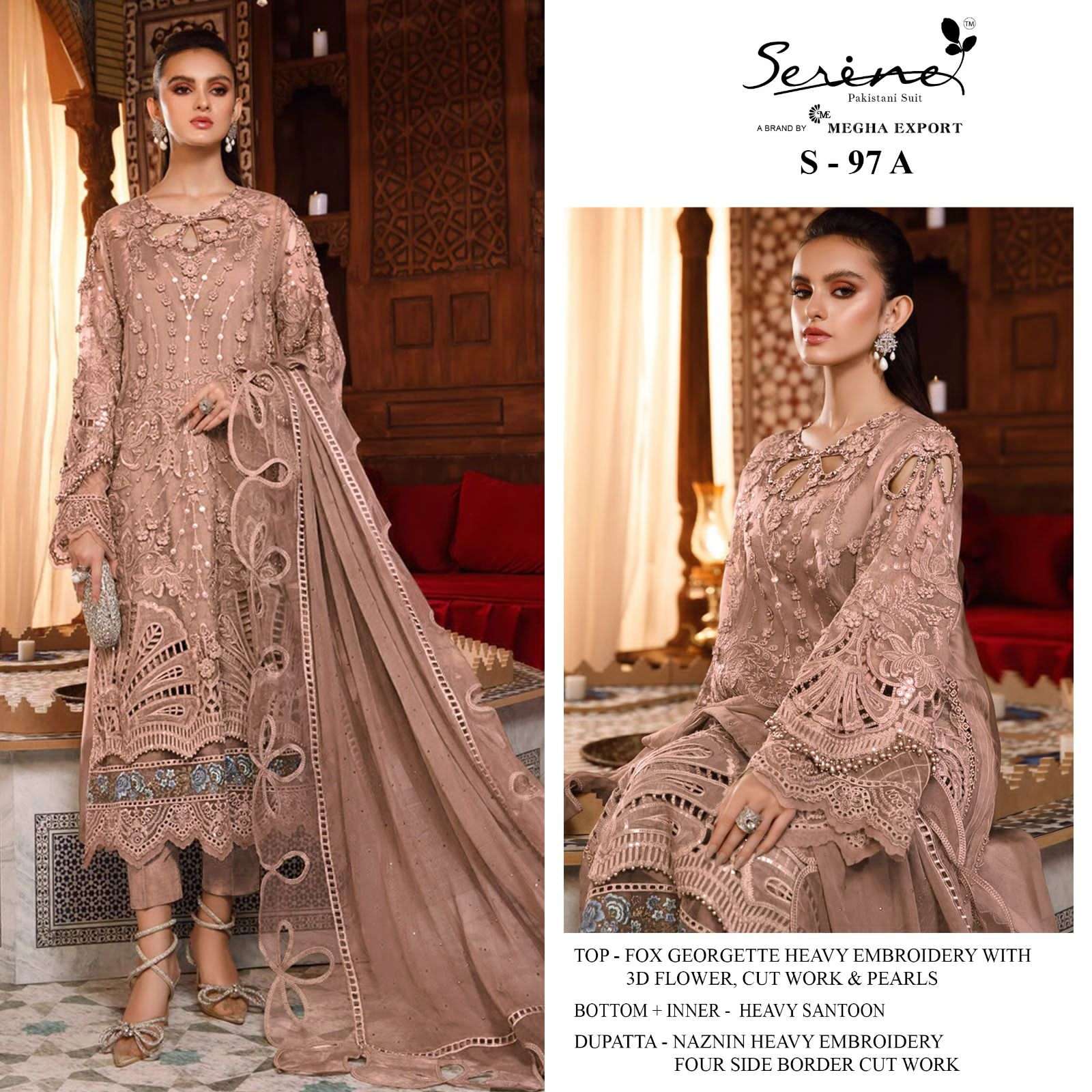 S-97 COLOURS BY SERENE S-97 -A TO S-97-D FAUX GEORGETTE EMBRODERY PAKISTANI DRESS