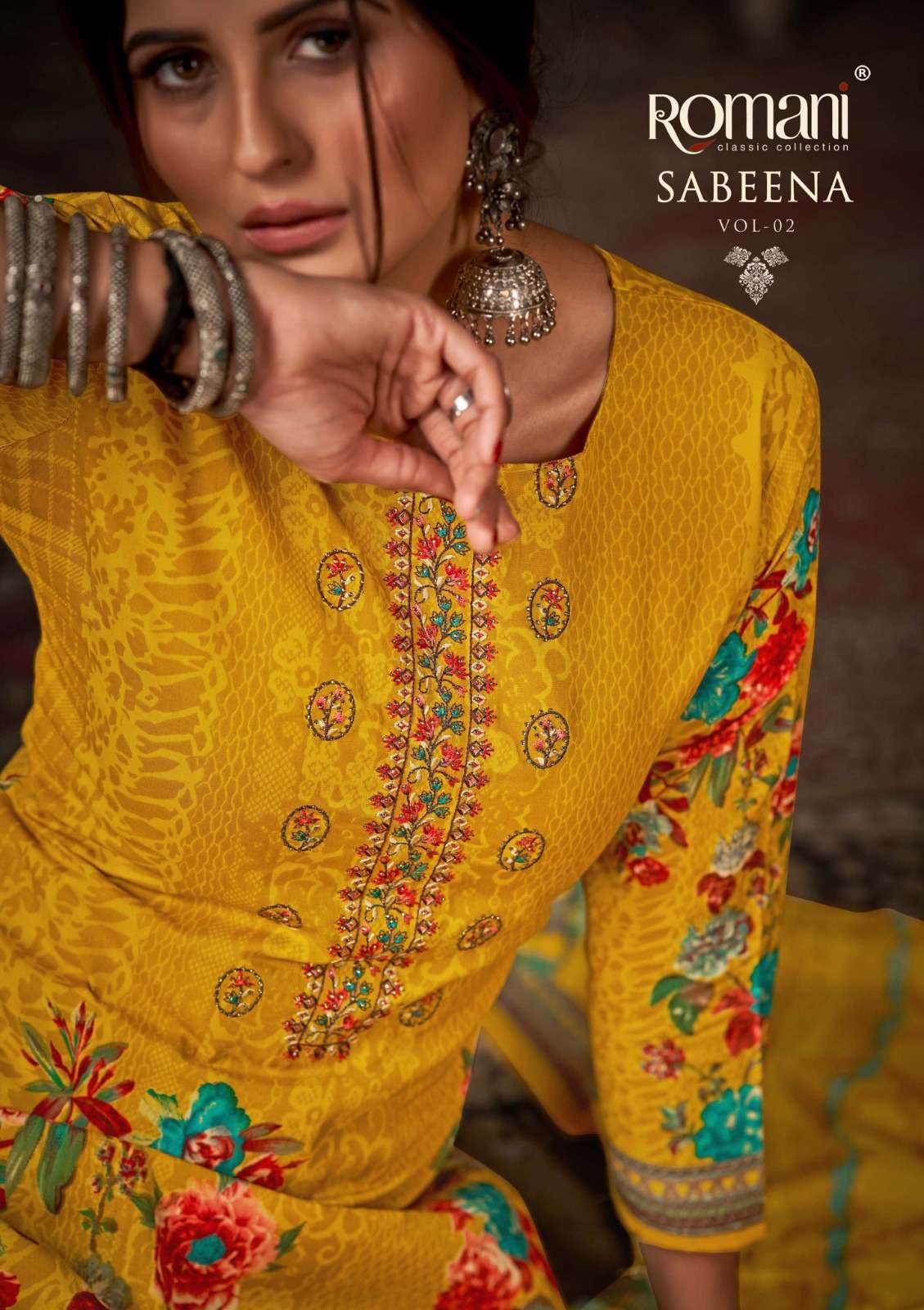 SABEENA VOL-02  BY ROMANI 1073-001 TO 1073-010 SERIES COTTON EMBROIDERY DRESSES