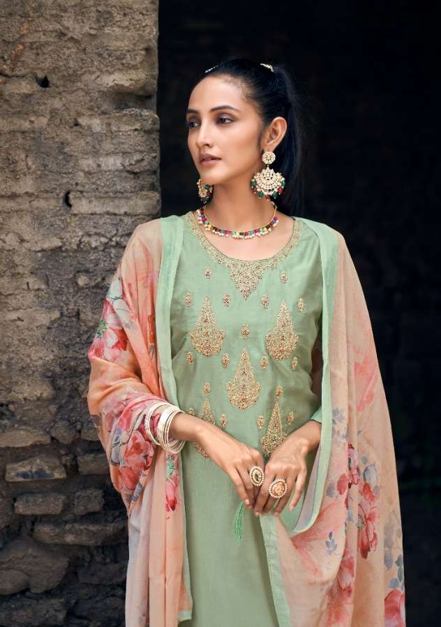 SAHAJADI BY KESAR 136-001 TO 136-006 SERIES CHINON SILK PRINTED DRESSES