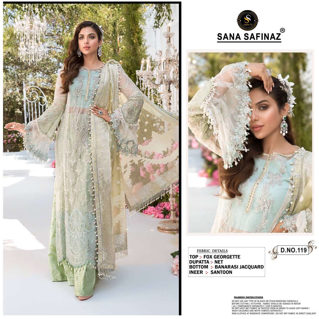 SANA SAFINAZ 119 BY ASLIWHOLESALE GEORGETTE PAKISTANI DRESSES