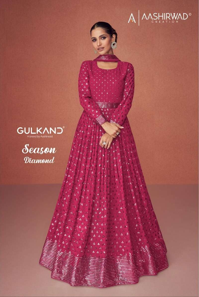 SEASON DIAMOND BY AASHIRWAD CREATION 9495 TO 9499 SERIES GEROGETTE ANARKALI DRESSES