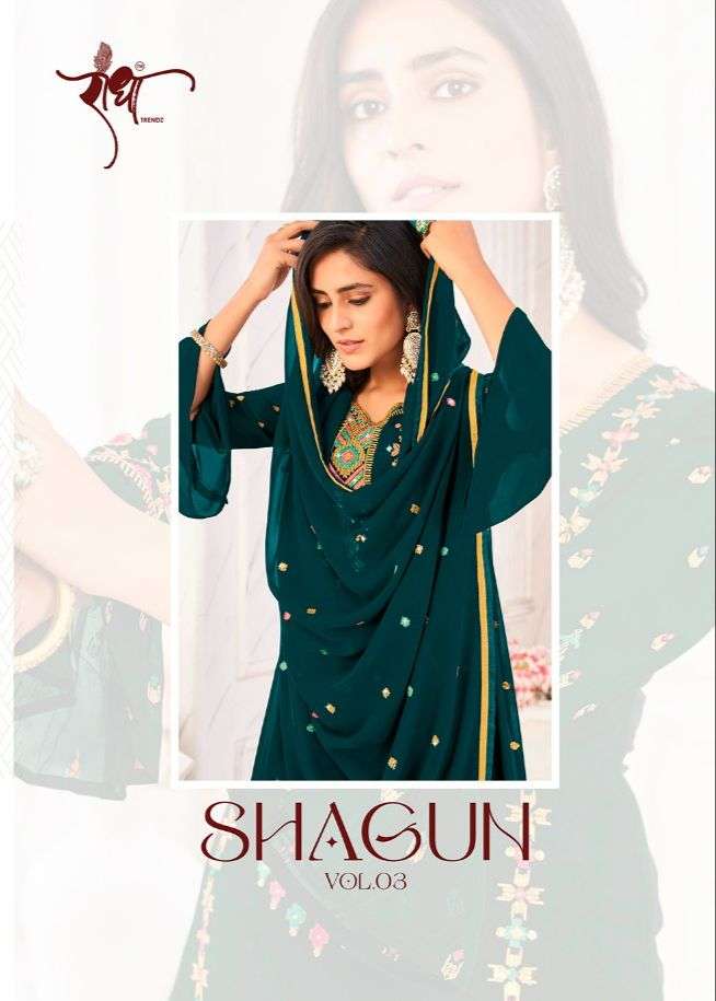 SHAGUN VOL-3 BY RADHA TRENDZ 1051 TO 1056 SERIES GEORGETTE EMBROIDERY DRESSES