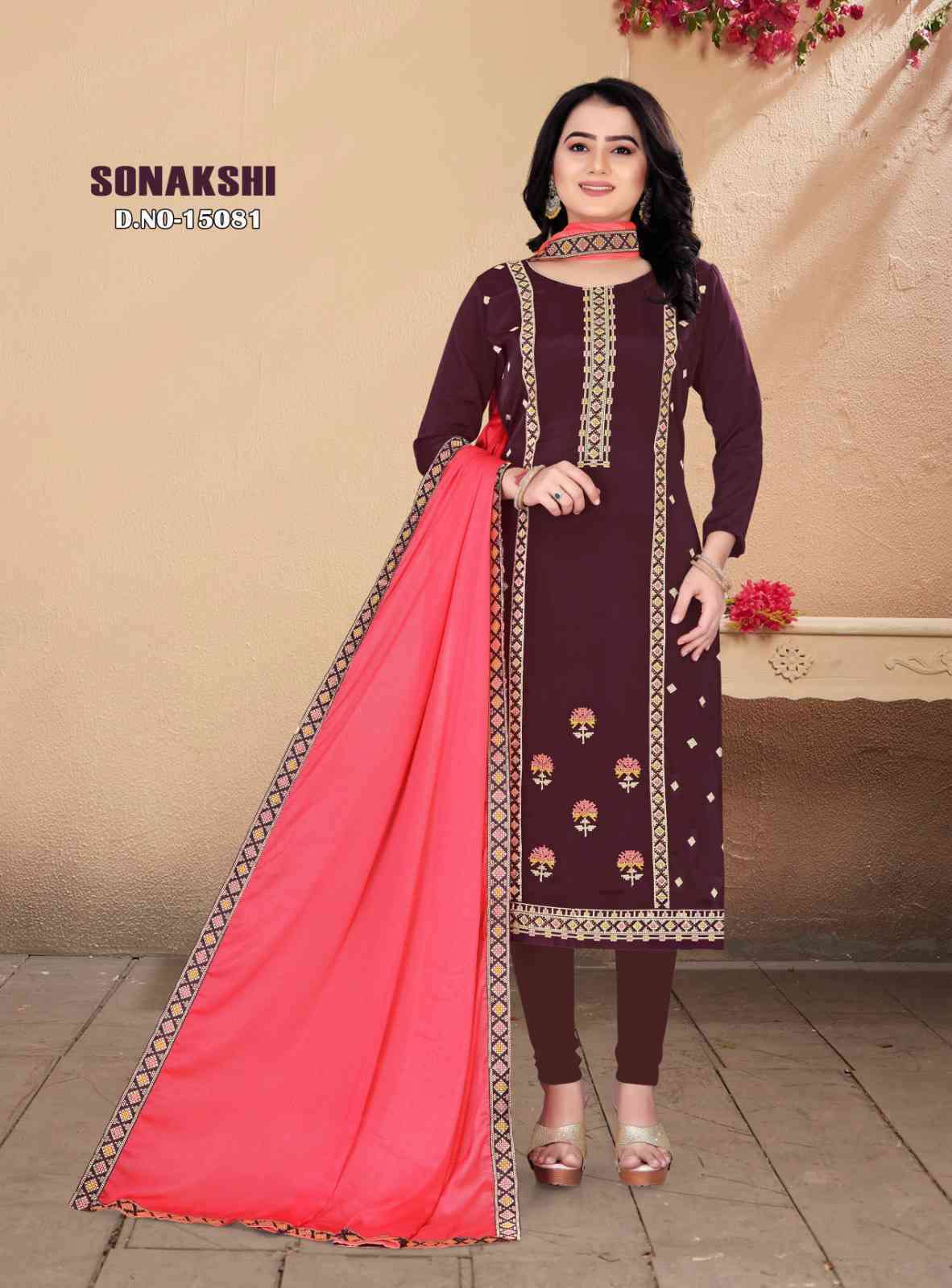 SONAKSHI  BY PANCH RATNA 15081 TO 15084 SERIES NATURAL CREPE SILK WORK WITH SWAROVSHKI DIAMOND DRESSES