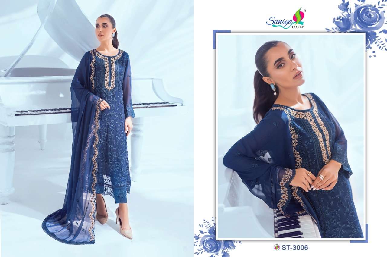 ST-3006 HIT DESIGN BY SANIYA TRENDZ GEORGETTE EMBROIDERY PAKISTANI DRESS