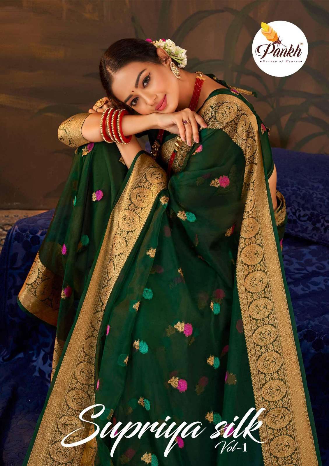 SUPRIYA SILK BY PANKH 1315-A TO 1315-H SERIES ORGANZA MEENA WORK SAREES