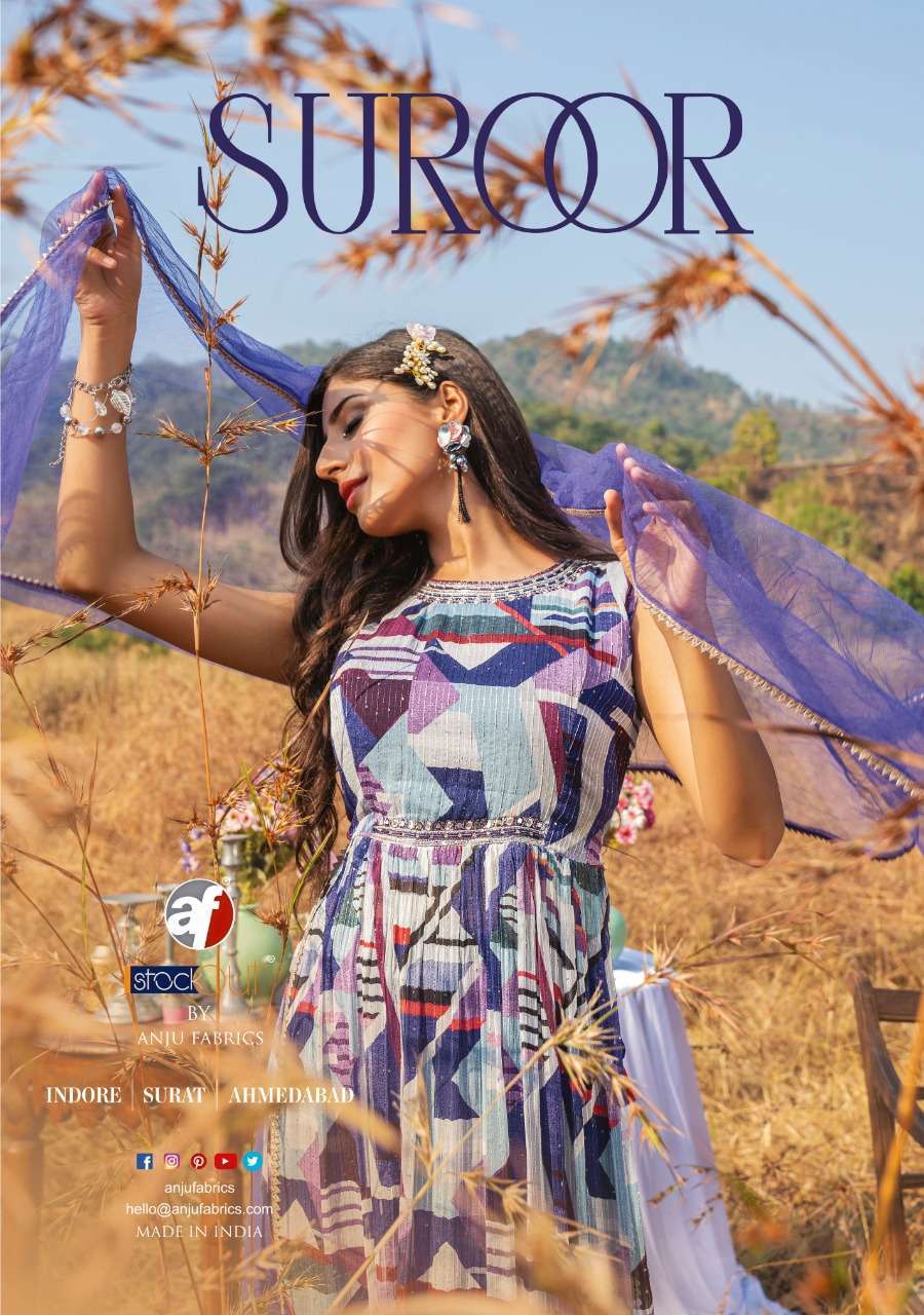 SUROOR BY ANJU FABRICS 7201 TO 7206 SERIES GEORGETTE PRINT STITCHED DRESSES