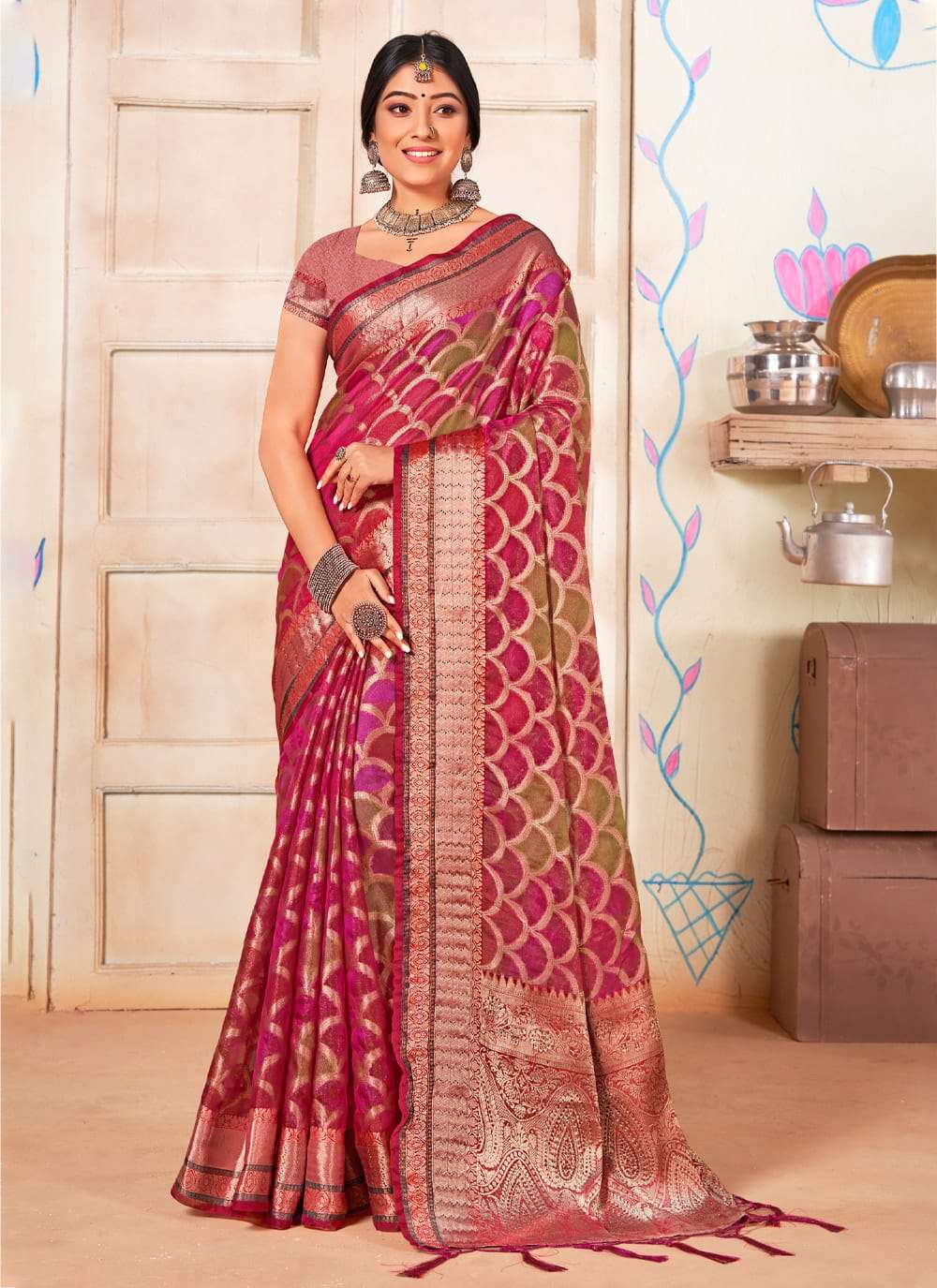 SURTAAL BY BUNAWAT 1001 TO 1006 SERIES DESIGNER ORGANZA WORK SAREES