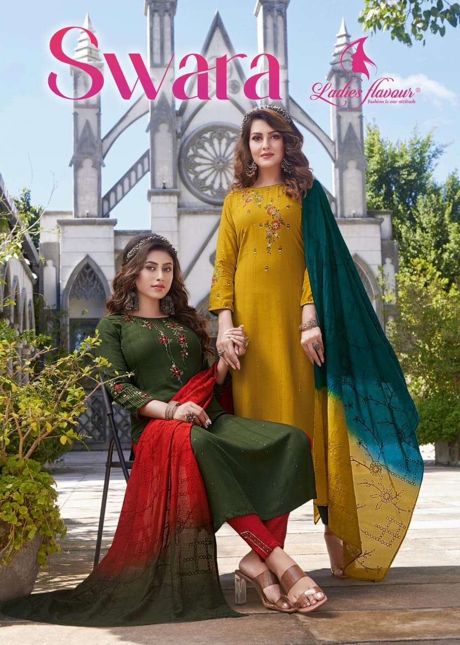 SWARA BY LADIES FLAVOUR 1001 TO 1006 SERIES VISCOSE STITCHED DRESSES