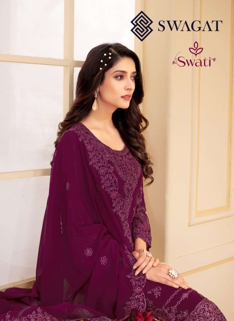 SWATI 3601 TO 3607 SERIES BY SWAGAT FAUX GEORGETTE WORK DRESSES