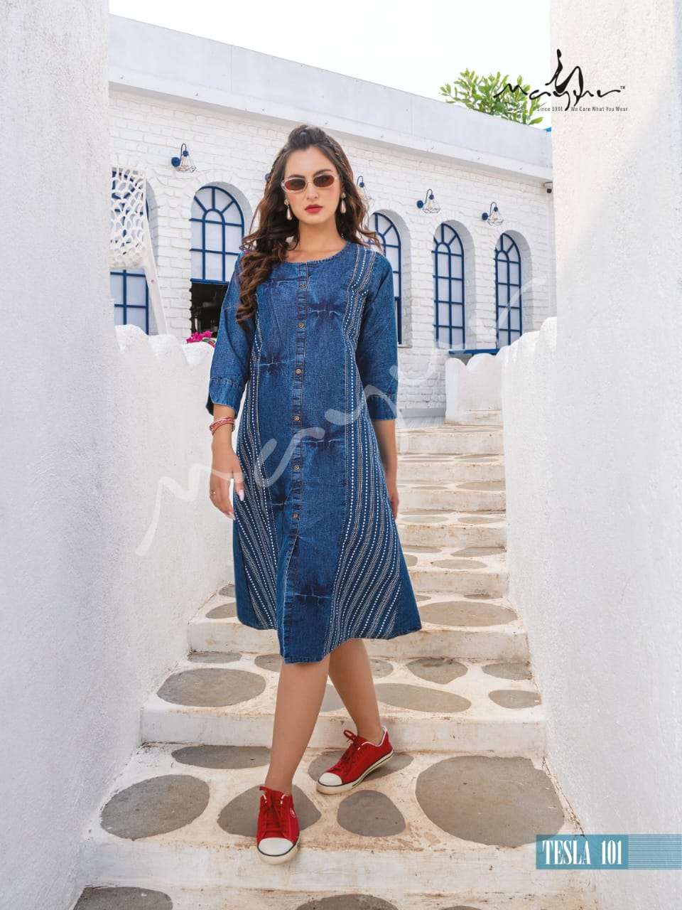 TESLA BY ASLIWHOLESALE PURE DENIM KURTIS