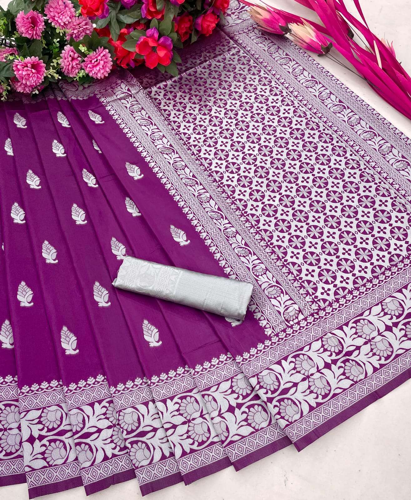 TILAK MAJENTA  BY ASLIWHOLESALE DESIGNER SILK SAREES