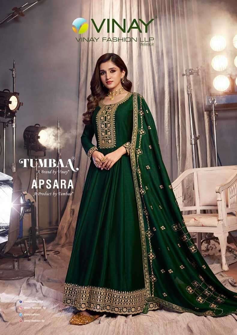 TUMBAA APSARA BY VINAY FASHION 41201 TO 41206 SERIES GEORGETTE SILK GOWN & DUPATTA