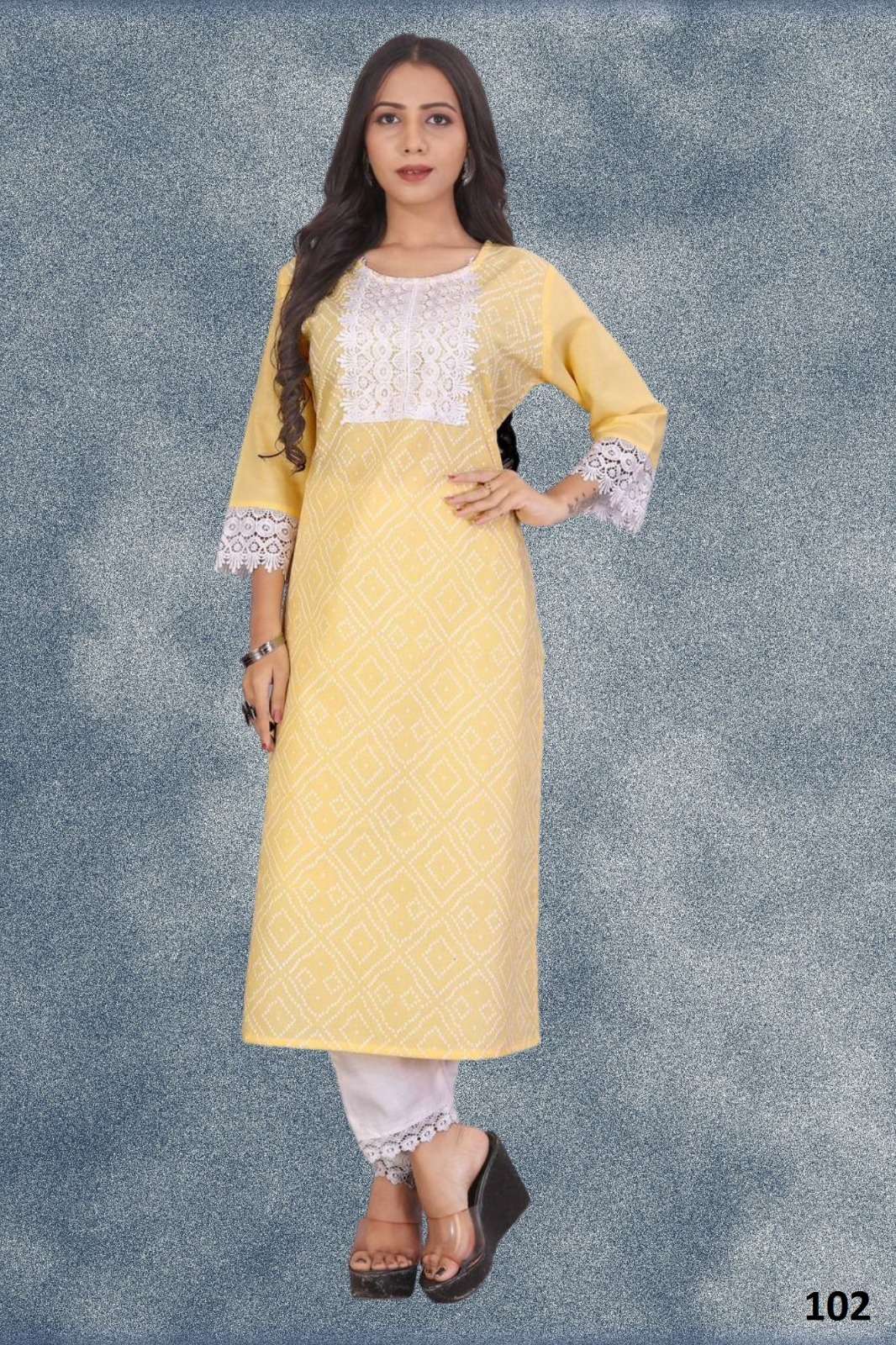 WHITE BAAR BY ASLIWHOLESALE COTTON PRINT KURTI