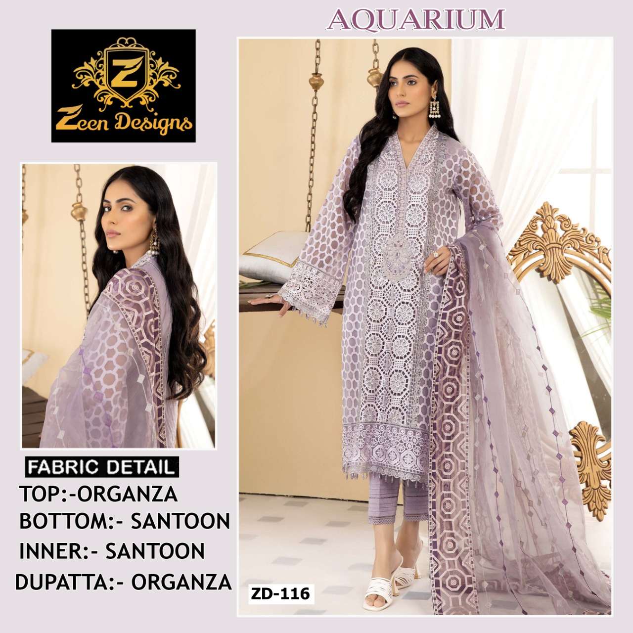 ZD-116 HIT DESIGN BY ZEEN DESIGNS ORGANZA EMBROIDERY PAKISTANI DRESS