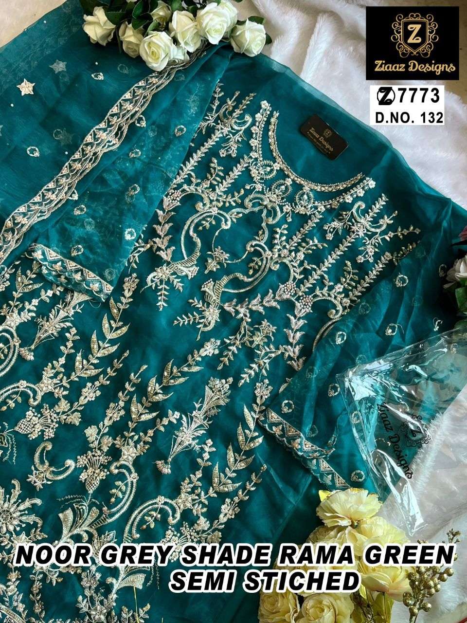 ZIAAZ 132 TO133 HIT DESIGN BY ZIAAZ DESIGNS ORGANZA PAKISTANI DRESS