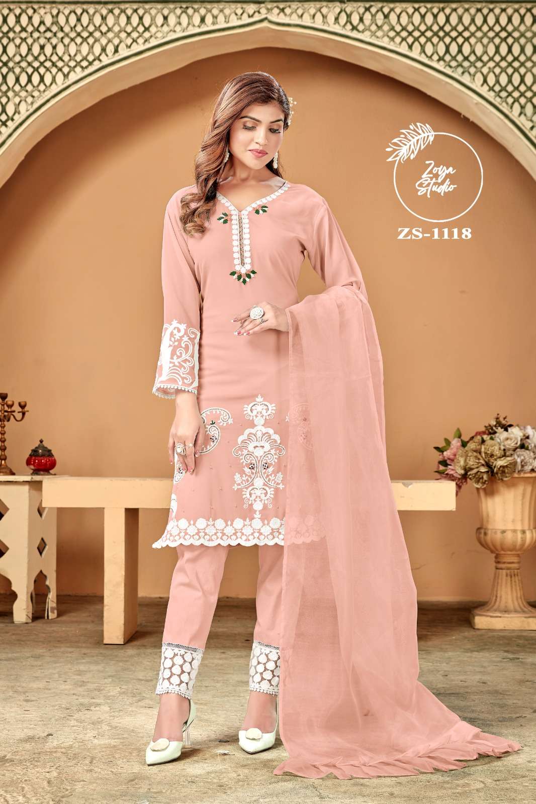 ZS-1118 COLOURS BY ASLIWHOLESALE FAUX GEORGETTE STITCHED DRESSES