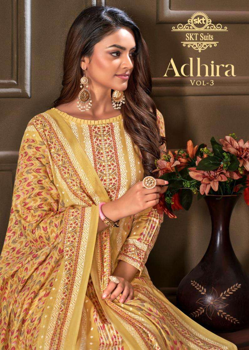 ADHIRA VOL-3 BY SKT SUITS 7601 TO 7608 SERIES COTTON PRINT DRESSES