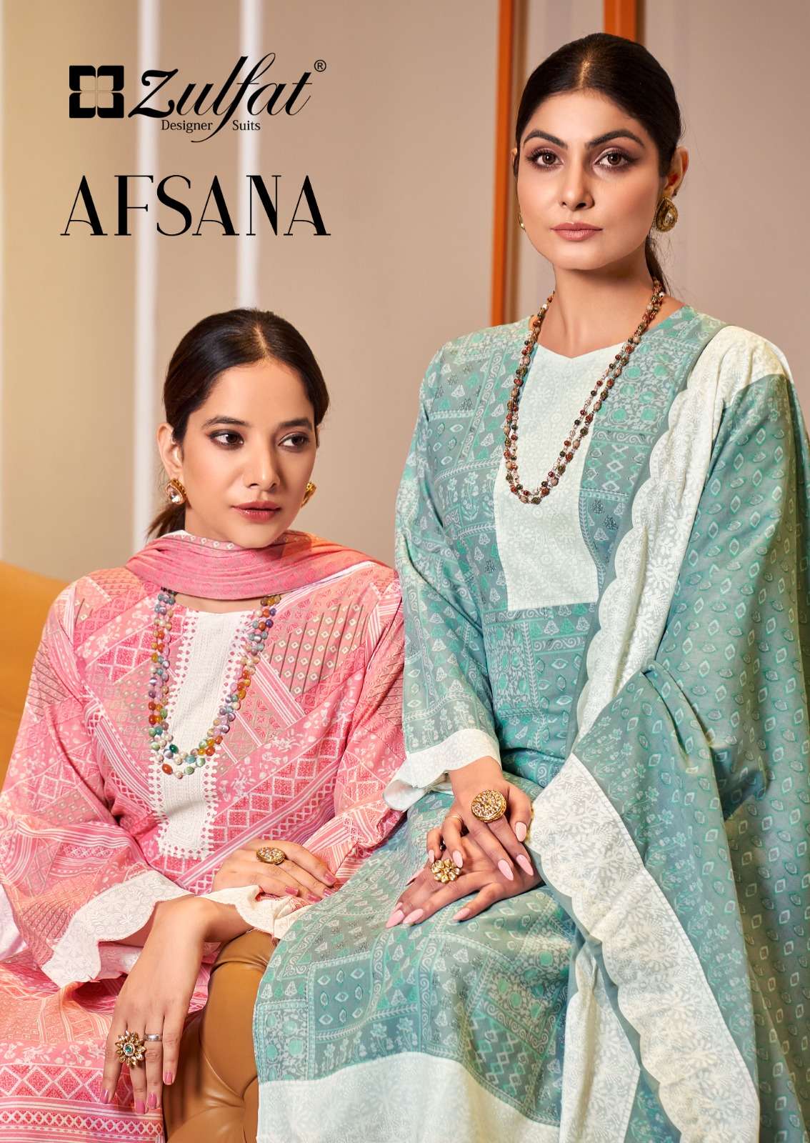 AFSANA BY ZULFAT 476-001 TO 476-010 SERIES DESIGNER COTTON DRESSES