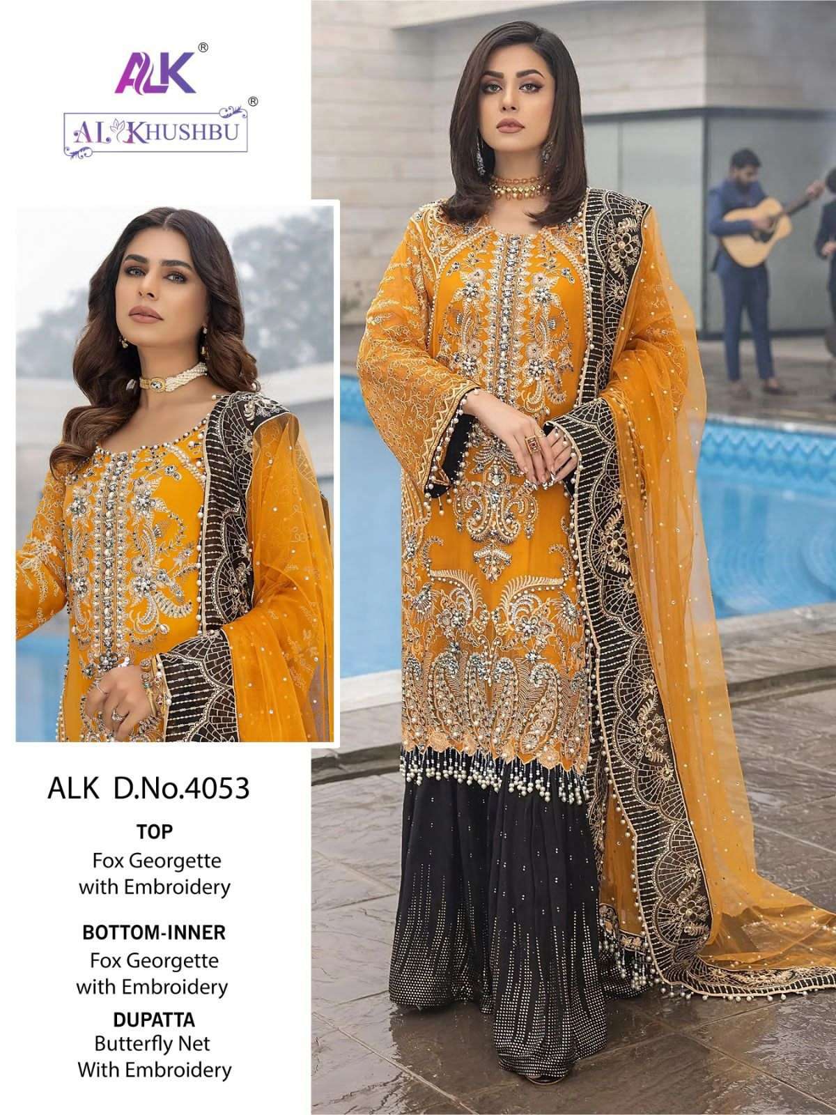 ALK-4053 HIT DESIGN BY AL KHUSHBU HEAVY GEORGETTE EMBROIDERY PAKISTANI DRESS