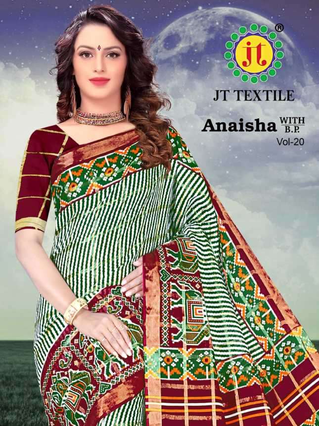 ANAISHA VOL-20 BY JT TEXTILE 20001 TO 20010 SERIES COTTON PRINT SAREES