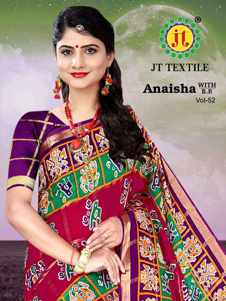 ANAISHA VOL-52 BY JT TEXTILE 52001 TO 52010 SERIES COTTON PRINT SAREES