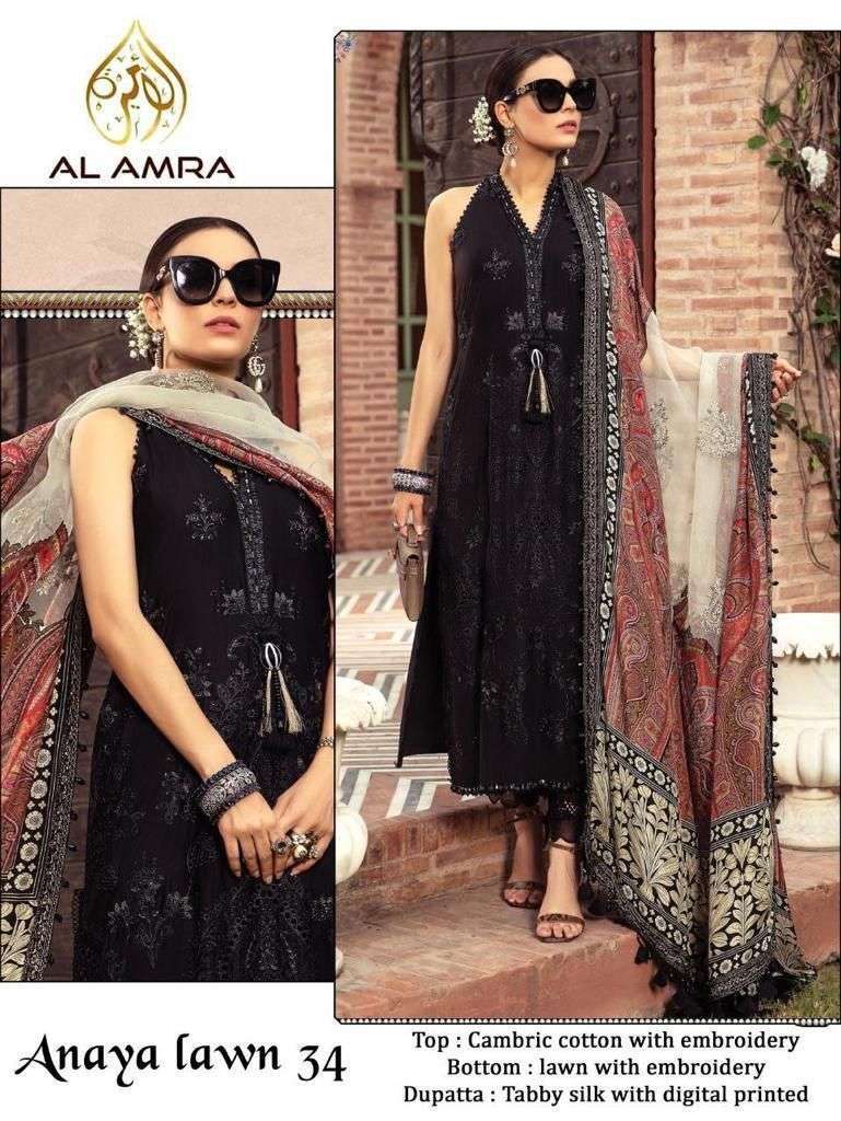 ANAYA LAWN 34 BY AL AMRA LAWN EMBROIDERY PAKISTANI DRESSES