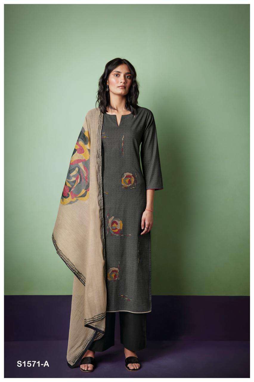 ANUSHKA BY GANGA FASHIONS 1571-A TO 1571-D SERIES COTTON PRINTED DRESSES