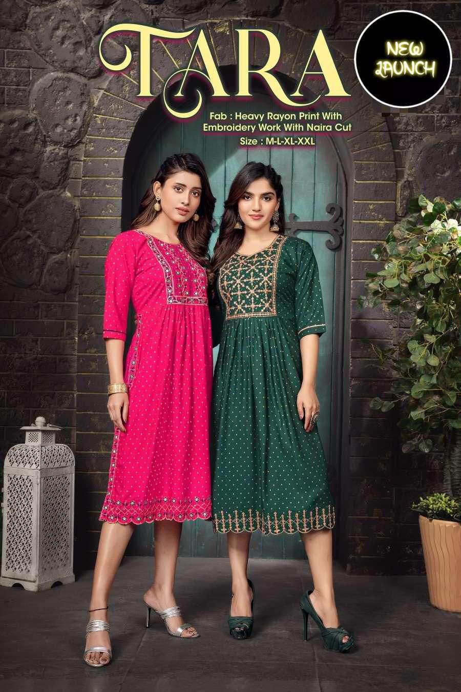 BEAUTY TARA BY ASLIWHOLESALE 101 TO 108 RAYON PRINT KURTIS