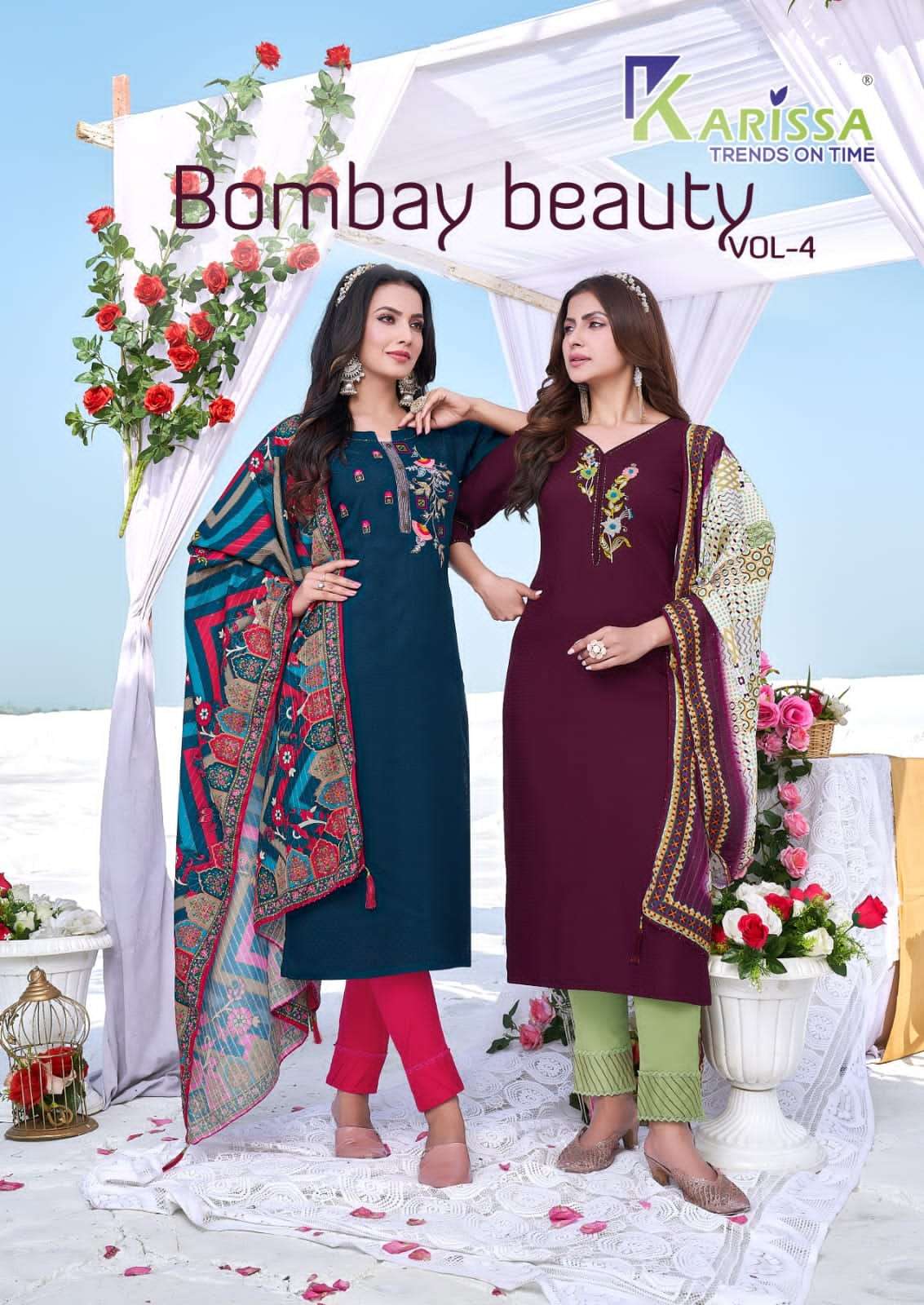 BOMBAY BEAUTY VOL-4 BY KARISSA 16001 TO 16006 SERIES LIVA FANCY RAYON STITCHED DRESSES