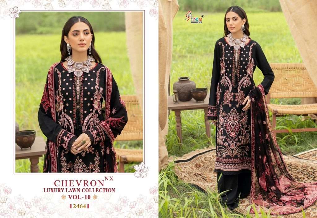 CHEVRON LUXURY LAWN COLLECTION VOL-10 NX BY SHREE FABS 2464 COTTON PAKISTANI DRESSES