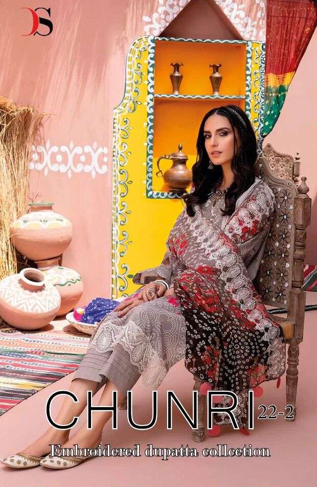 CHUNRI VOL-22-2 BY DEEPSY SUITS 1751 TO 1757 SERIES COTTON EMBROIDERY DRESSES