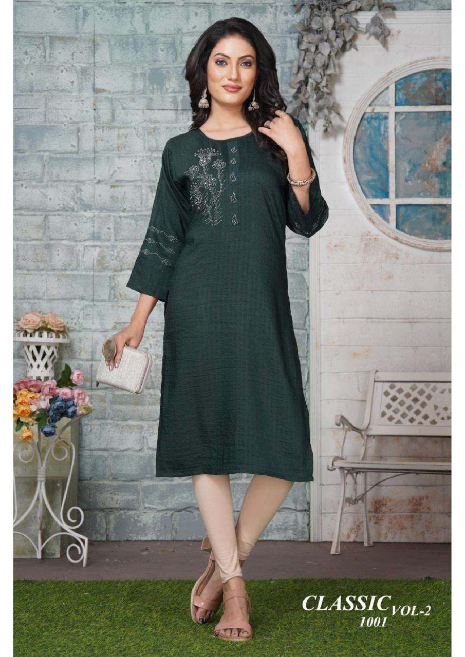 CLASSIC VOL-2 BY ASLIWHOLESALE DESIGNER COTTON KURTIS SET