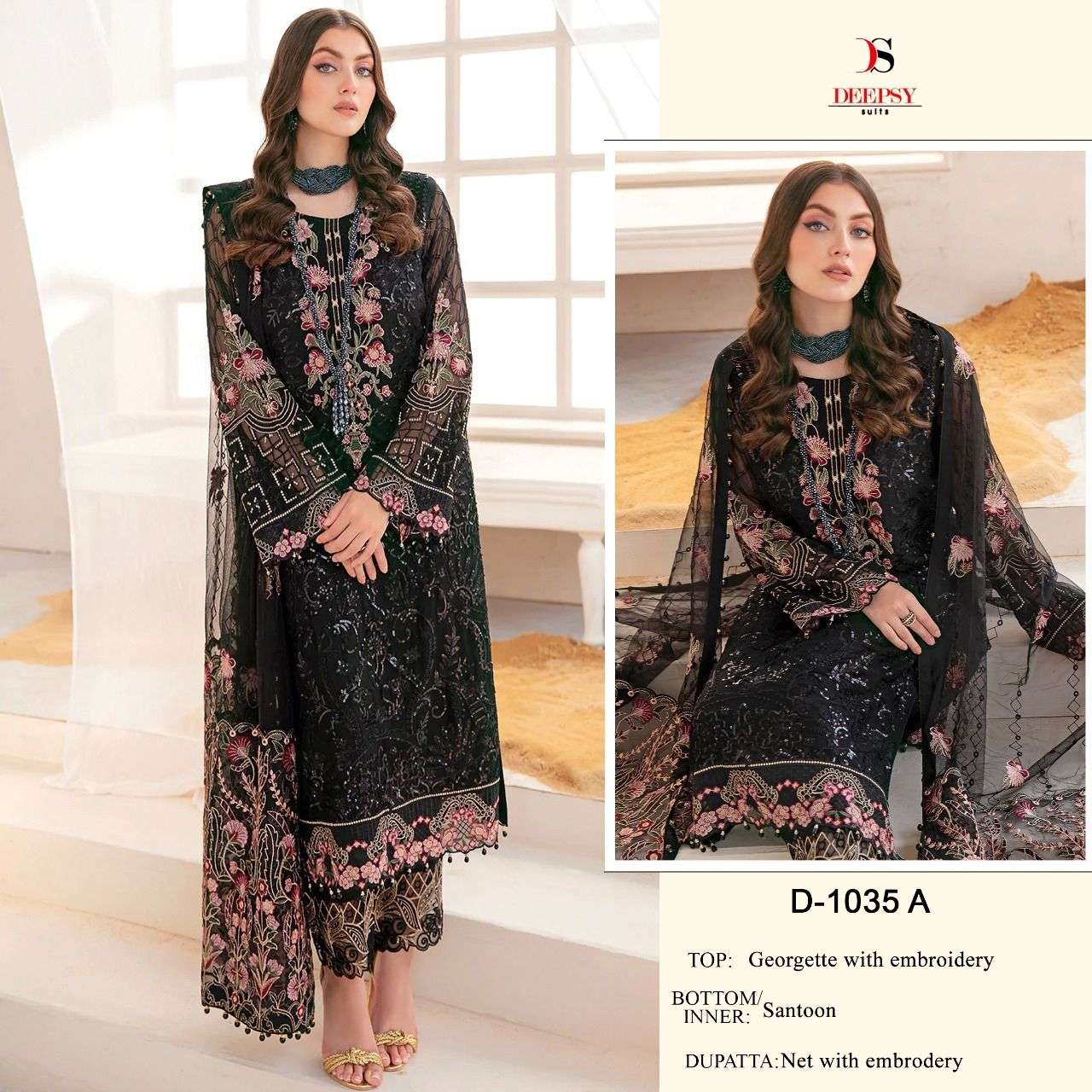 D-1035 COLOURS BY DEEPSY SUITS GEORGETTE EMBROIDERY PAKISTANI DRESS