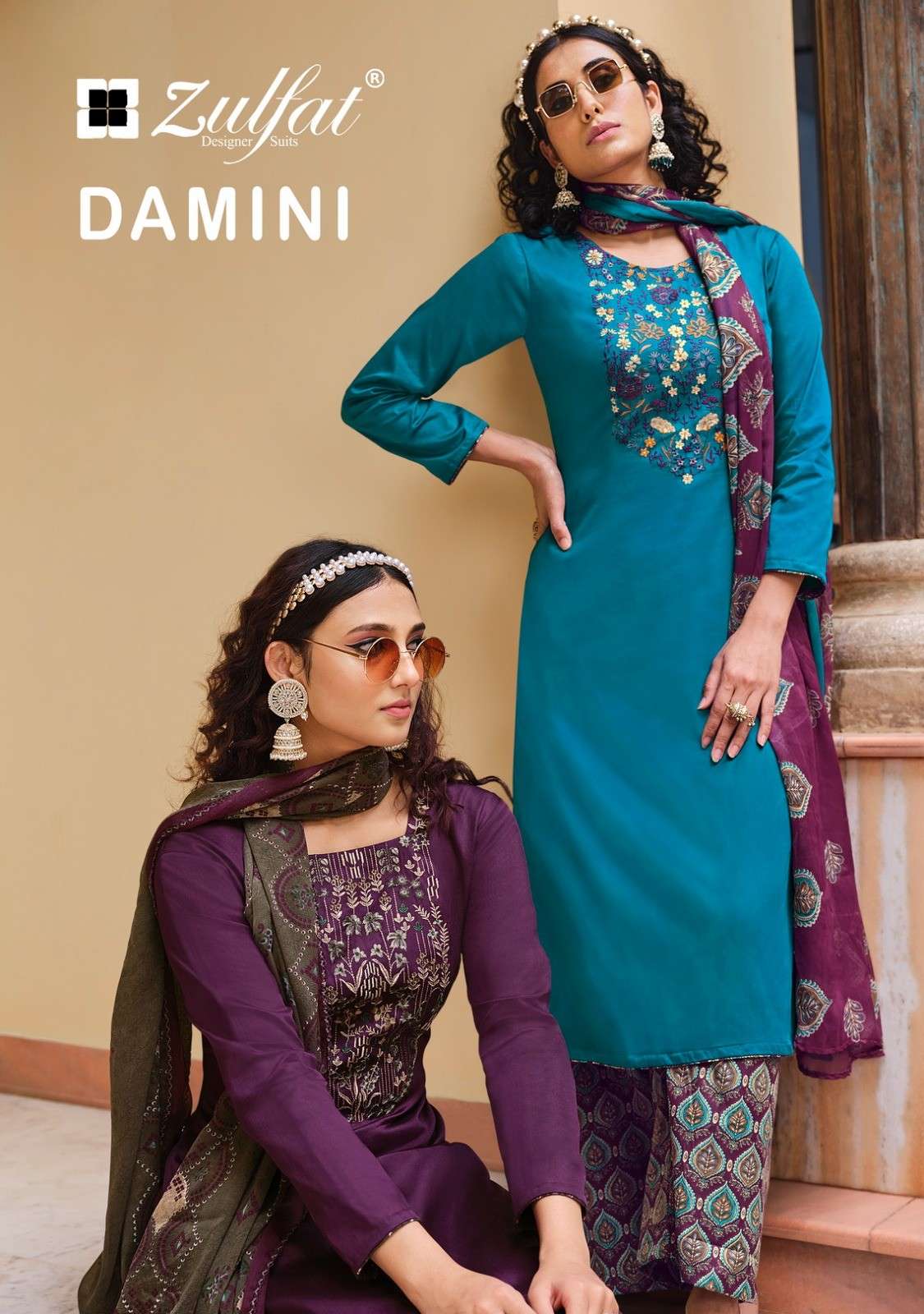 DAMINI BY ZULFAT 482-001 TO 482-010 SERIES DESIGNER COTTON DRESSES