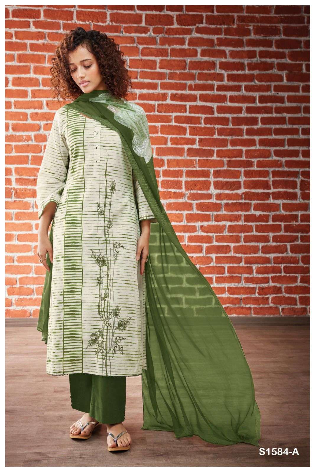 DIVYA BY GANGA FASHIONS 1584-A TO 1584-D SERIES COTTON PRINTED DRESSES