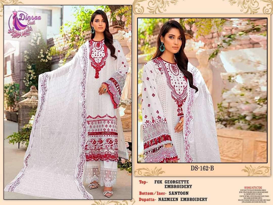 DS-162 COLOURS BY DINSAA SUIT 162-A TO 162-D SERIES GEORGETTE PAKISTANI DRESSES