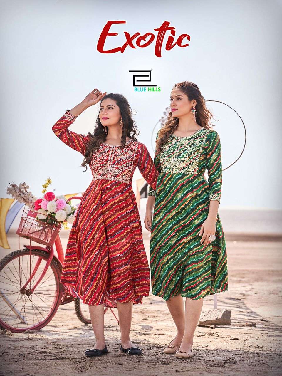 EXOTICA  BY BLUE HILLS 1001 TO 1004 SERIES RAYON PRINT DRESSES 