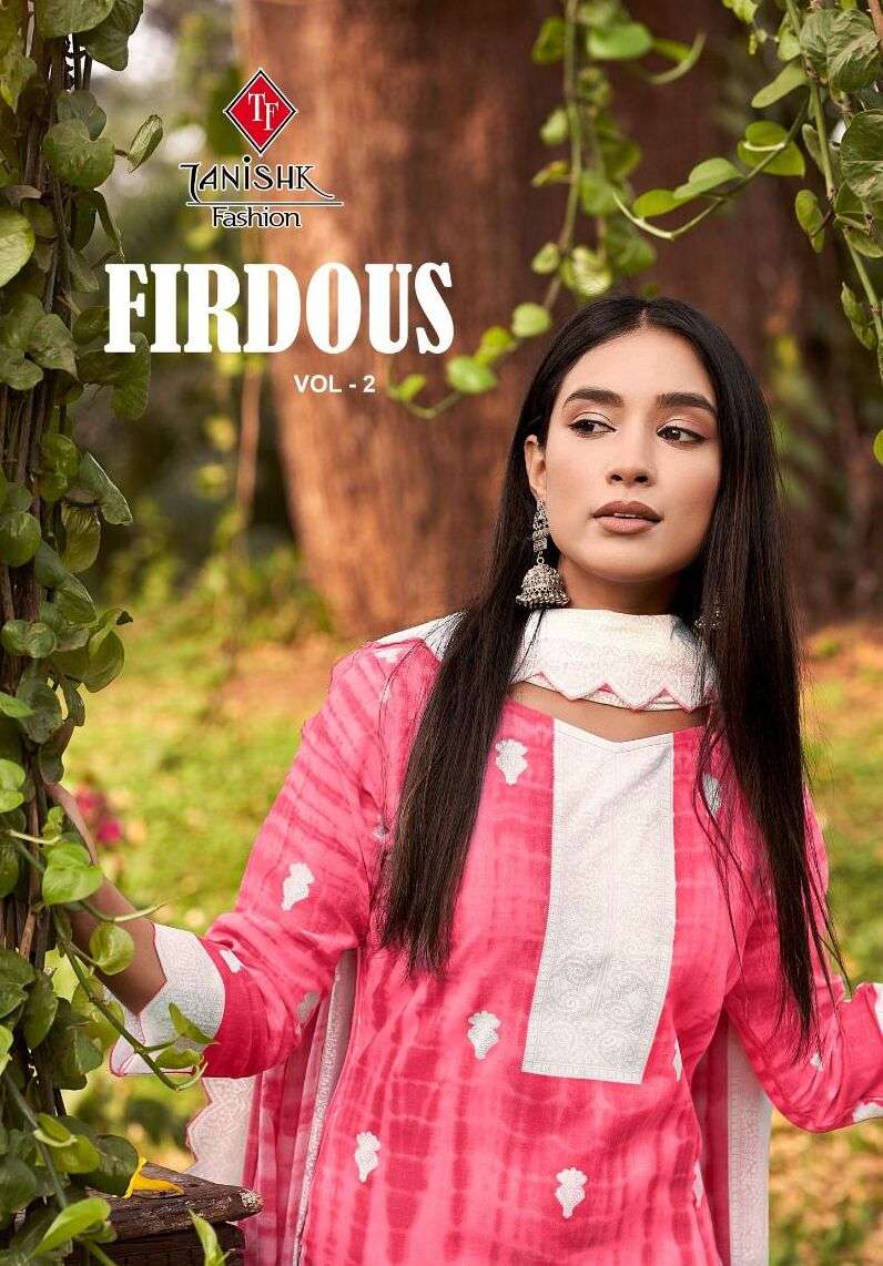 FIRDOUS VOL-2  BY TANISHK FASHION 6501 TO 6508 SERIES COTTON PRINT DRESSES