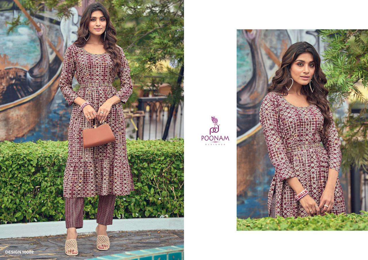 FLORIDA BY POONAM DESIGNER 1001 TO 1006 SERIES VISCOSE STITCHED KURTI