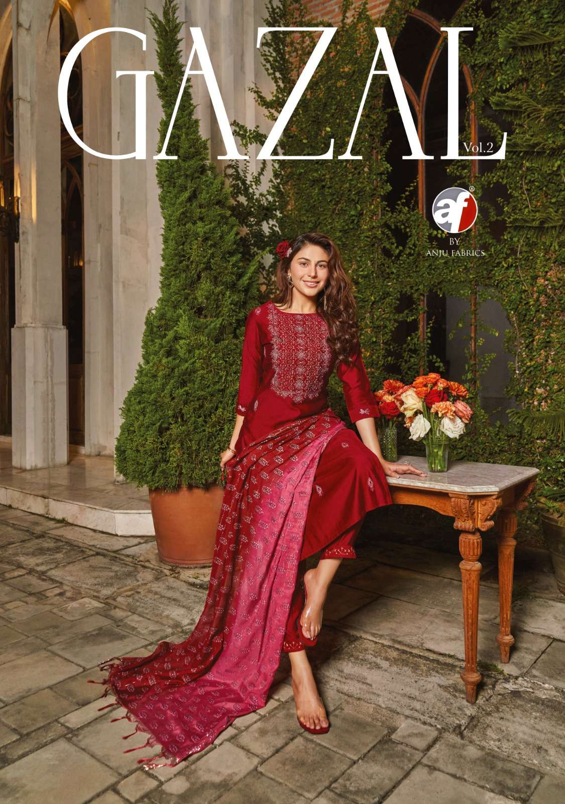 GAZAL VOL-2 BY ANJU FABRICS 2861 TO 2866 SERIES VISCOSE  DRESSES