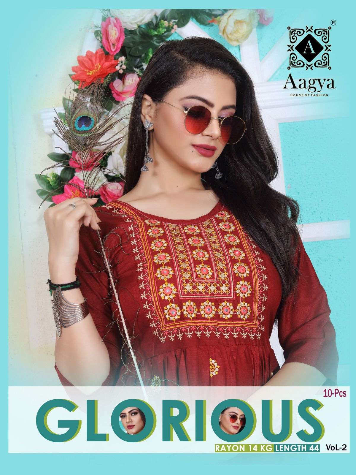 GLORIOUS VOL-2 BY AAGYA 001 TO 010 SERIES HEAVY RAYON KURTIS