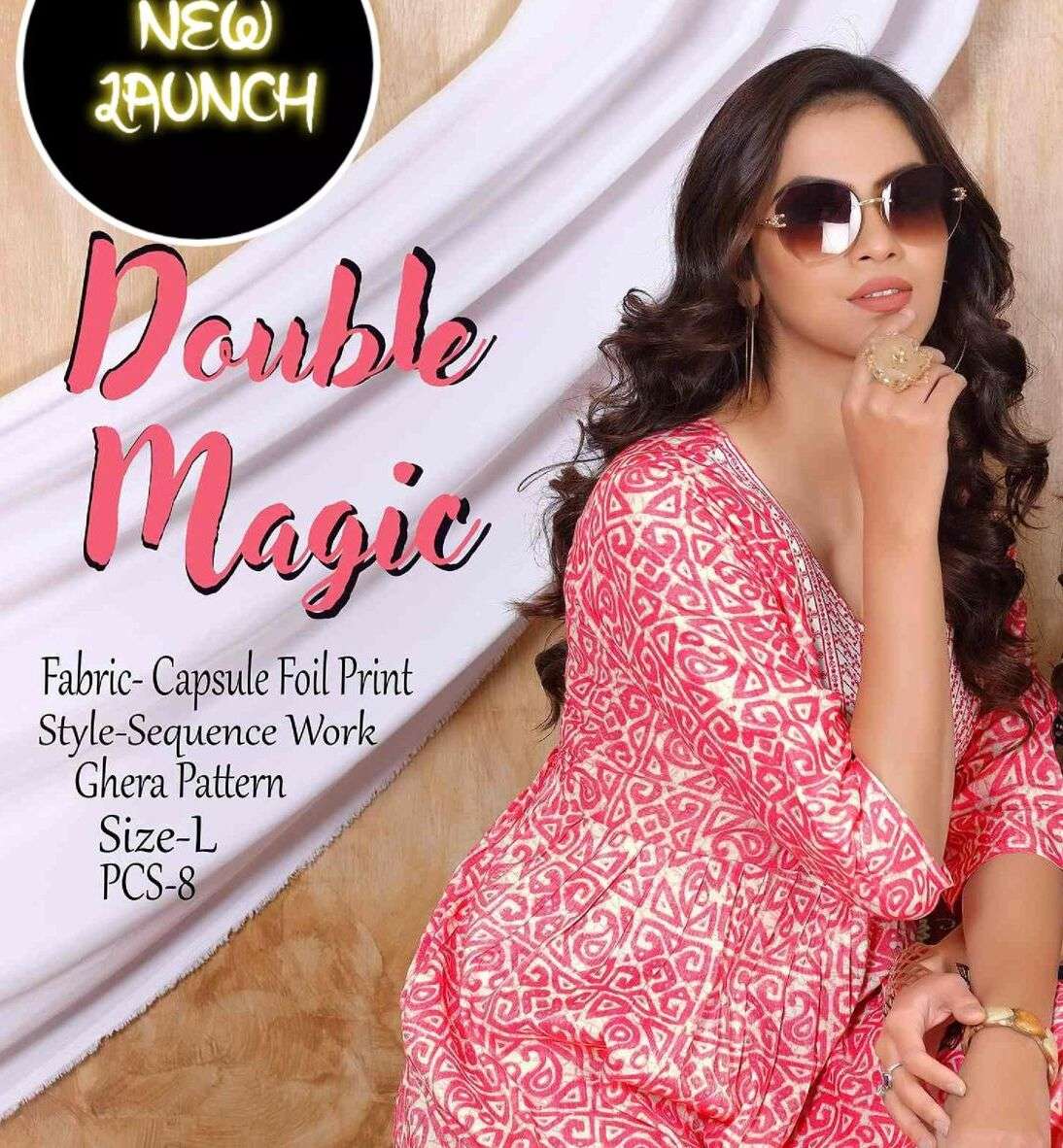 GOLDEN DOUBLE MAGIC BY ASLIWHOLESALE 3001 TO 3008 RAYON WORK KURTIS